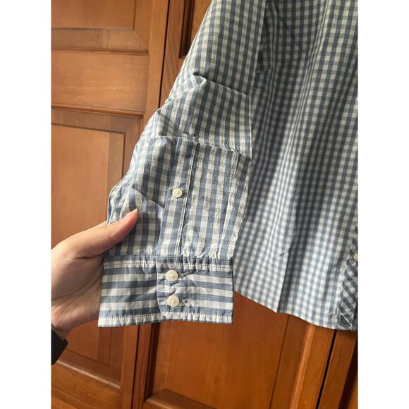 NWT Untuckit Women's Gingham Plaid Button Crispo Shirt Long Sleeve Blue Size 14 - Picture 5 of 12